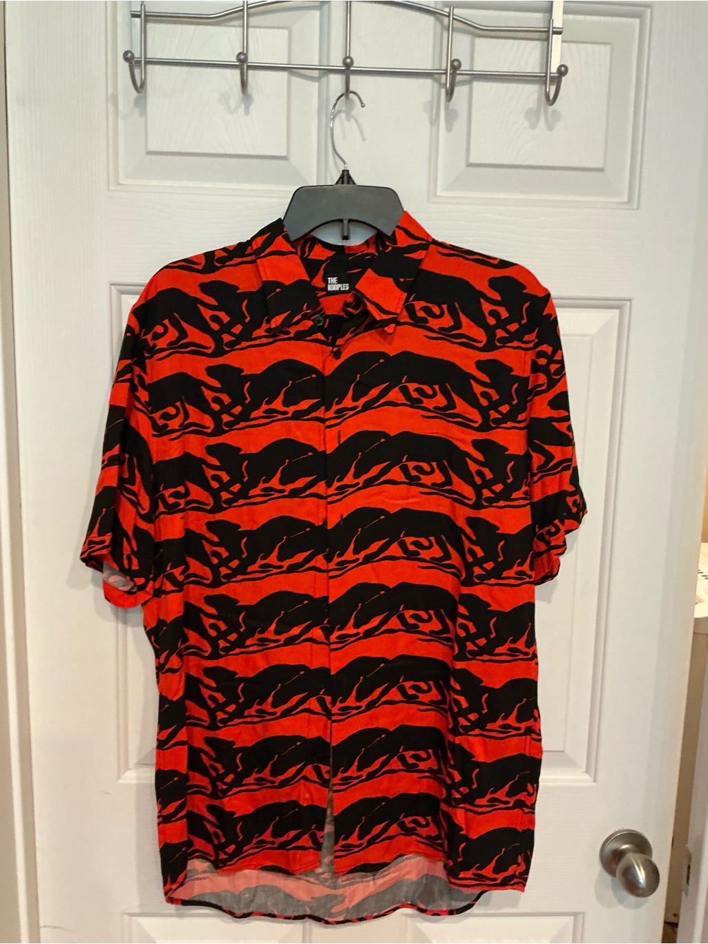 The Kooples Red & Black Short-Sleeve Button-Down Shirt